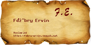 Fábry Ervin névjegykártya